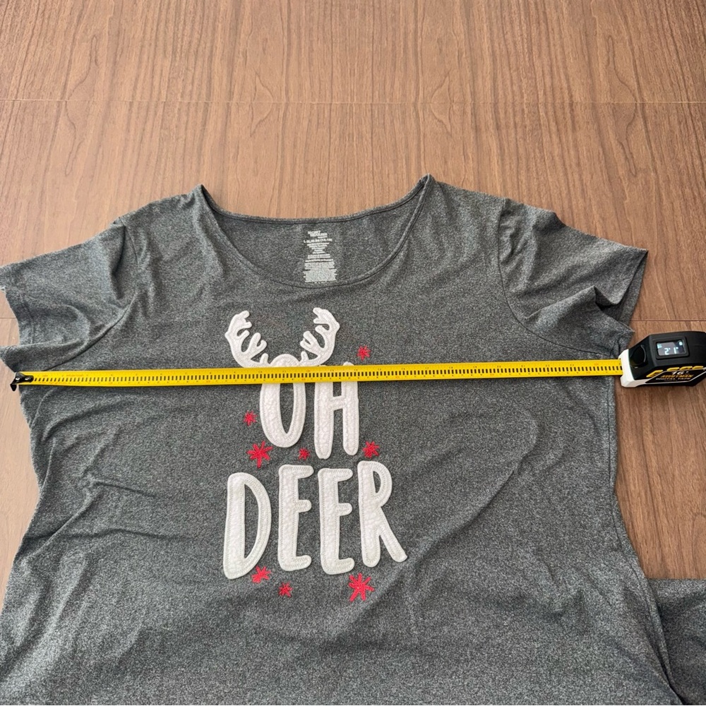 Secret Treasures L/XL Christmas Sleep Shirt‎ Gray "Oh Deer" Reindeer Nightgown - Picture 7 of 10